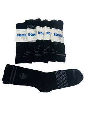 6 Bombas CREW Calf Socks - Black - Honeycomb Arch Size LARGE ( Men's 10-13) NEW